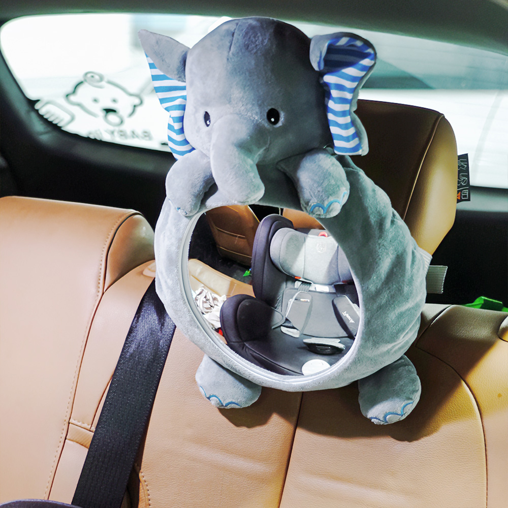Espelho retrovisor do carro dos desenhos animados para o bebê, brinquedo multi-função, espelho macio, fácil de instalar, barriga tempo
