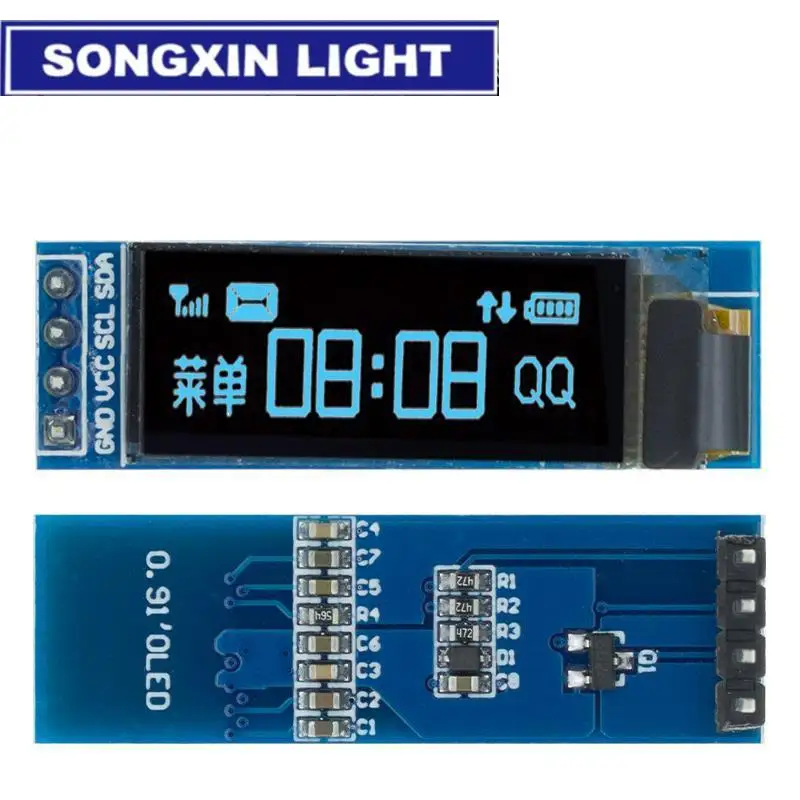 0.91 インチ OLED モジュール白/青/黄色 128X32 OLED LCD LED ディスプレイモジュール 0.91 "IIC 通信 Arduino ROHS 認証