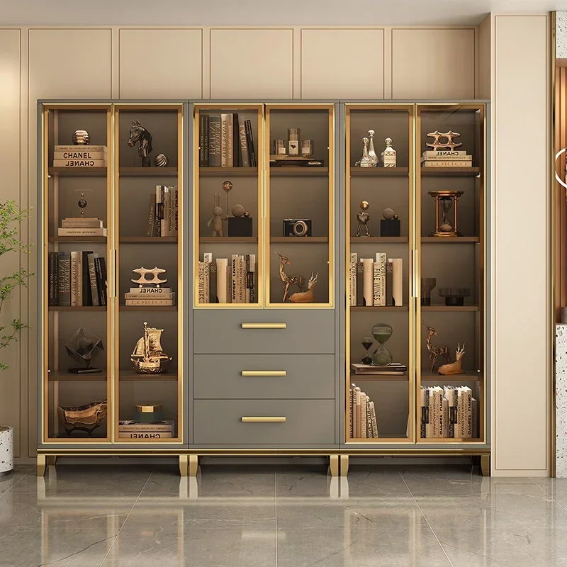 Penyimpanan rak buku pintu kaca mewah ringan lemari arsip kantor rak buku furnitur belajar lemari penyimpanan modern dan sederhana