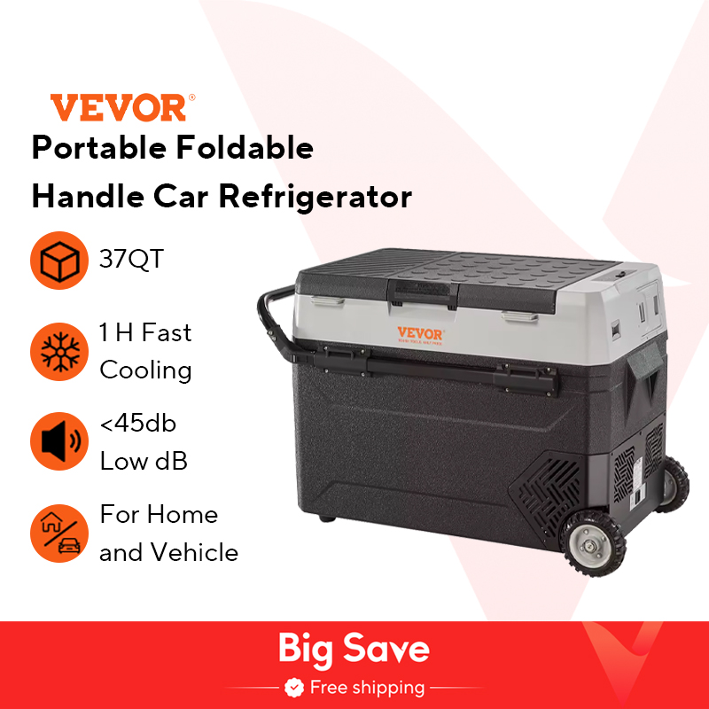 VEVOR 35L/45L/55L Draagbare Opvouwbare Handvat Auto Koelkast met Wiel Compressor Vriezer voor Camping Picknicks Auto thuis Traval