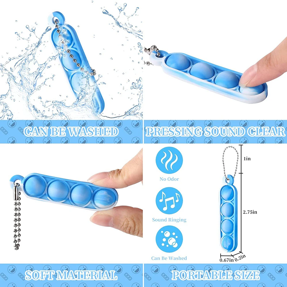 30pcs Mini POP พวงกุญแจ Fidget ของเล่น PUSH POP จํานวนมากพวงกุญแจ PARTY Favors สําหรับเด็ก POP Bubble ของเล่นแพ็คเด็กผู้หญิงผู้ใหญ่