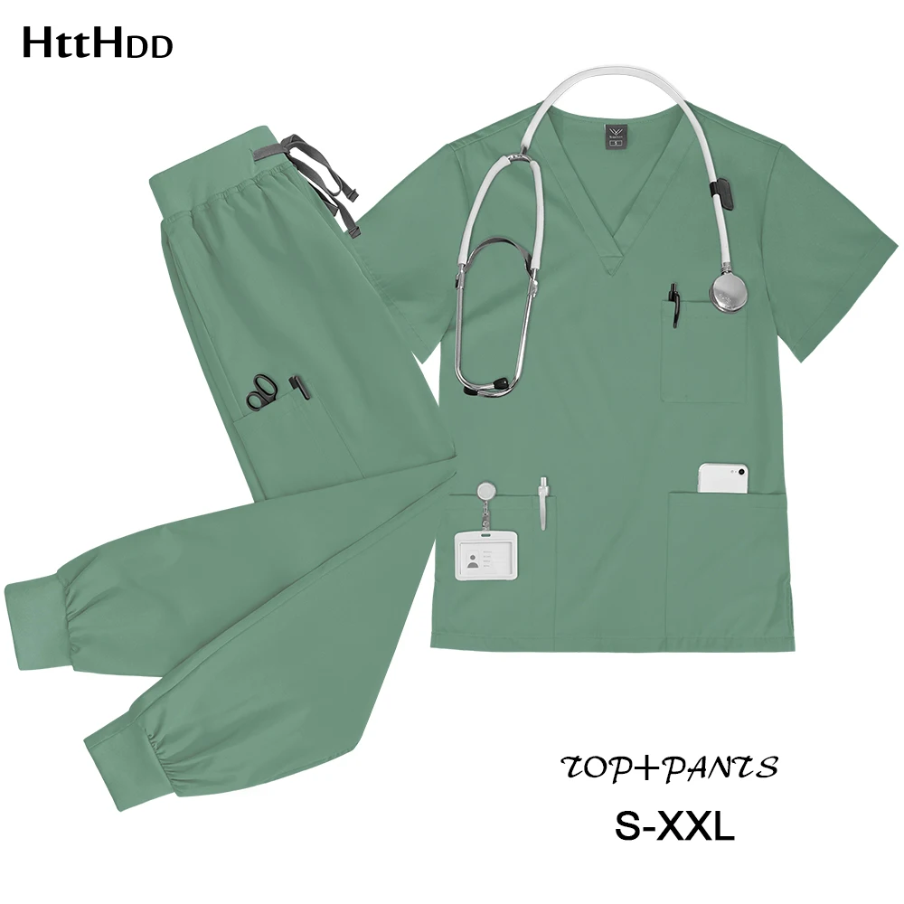 Hosen-Sets, kurzärmeliges Oberteil mit V-Ausschnitt, mehrfarbig, Jogger, Pflege-Peeling, Krankenhaus-Uniformen, Krankenschwester, Schönheit, Dental-Salon, Arbeitskleidung