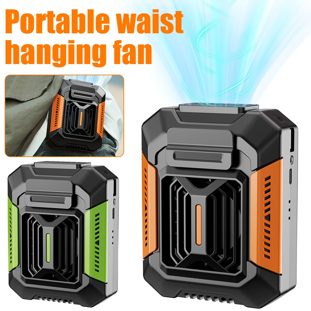 Portable Waist Fan Mini Rechargeable Portable Fan with 4000mAh Power Bank LED Lighting Wireless Fan for Sports Outdoor Working