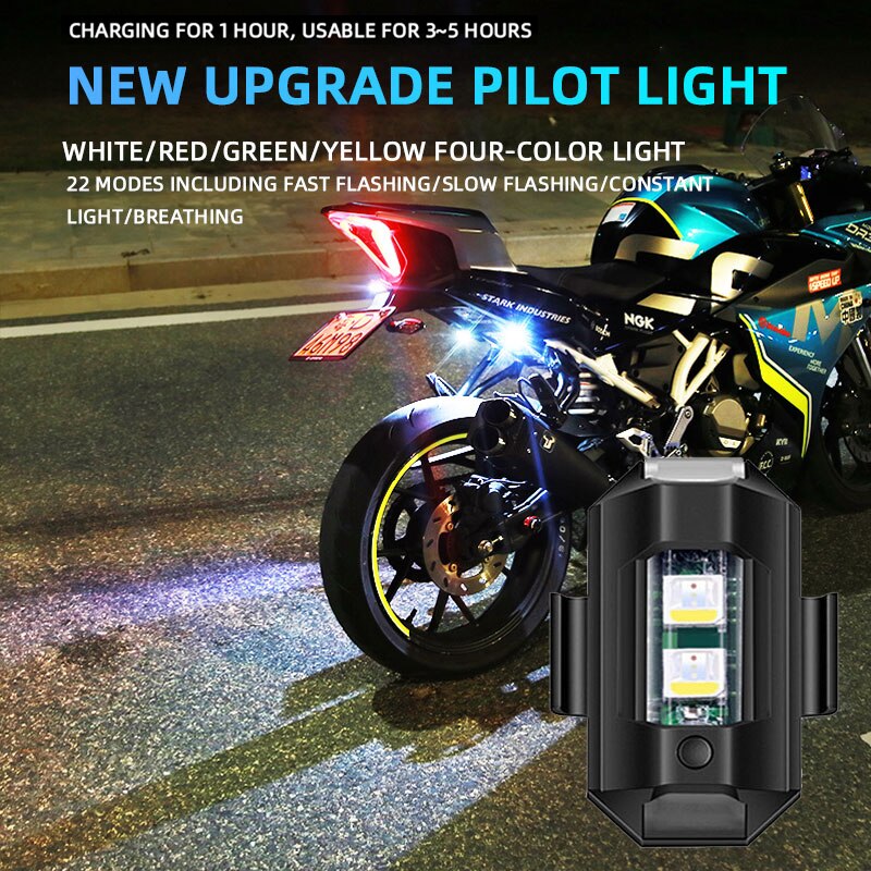 1pc luce stroboscopica universale per moto scooter auto LED spia anticollisione 7 colori drone indicatore di direzione flash