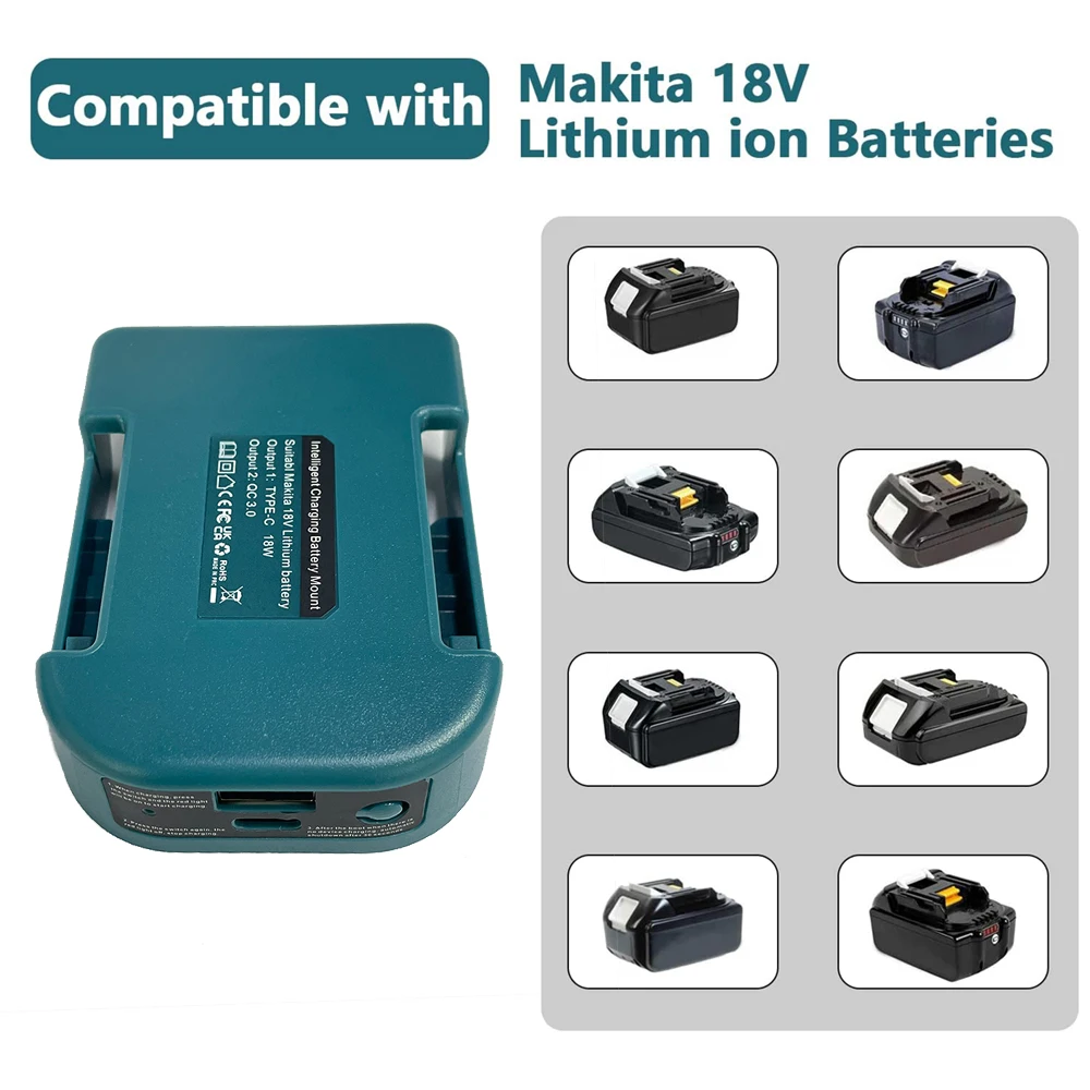 USB-адаптер Power Bank r для Makita/Dewalt/Milwaukee, держатель для литий-ионной батареи 18 В, выход USB Type-C, интерфейс быстрой зарядки