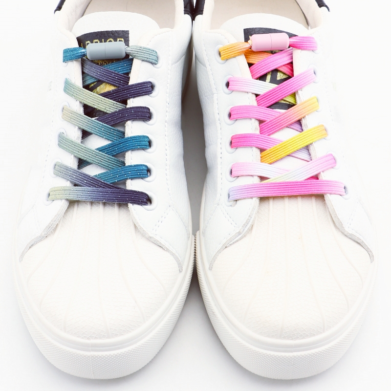 1 paire de lacets colorés sans attaches enfants adultes 0.7cm lacet plat pour chaussures lacets élastiques baskets sans cravate lacets de chaussures