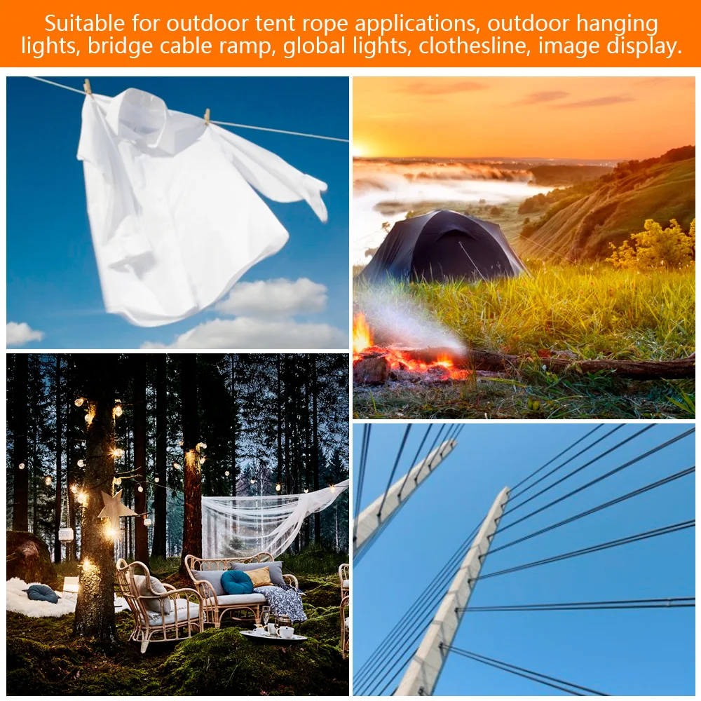 Kits de cuerdas de Cable de acero inoxidable de 15/30m, Cable de jardín resistente, barandilla para balcón, valla de granja, rollo de tienda 304 recubierto de PVC