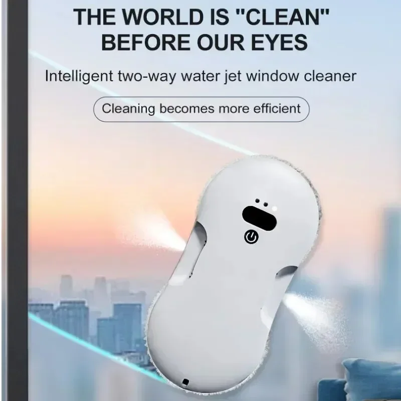 Robô inteligente de limpeza de janelas com spray de dupla face com forte sucção, limpador de vidros elétrico para janelas de casa e escritório de alta altura