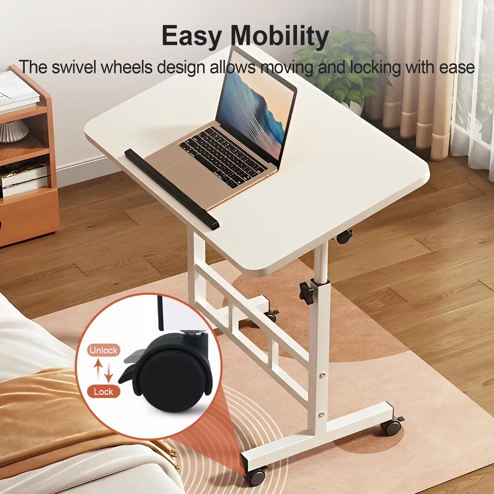 Standing Desk Adjustable Height 23.6" - 35" and Angle 0° - 90°, Space-Saving, Ergonomic Mobile Computer Desk with Universal Whee