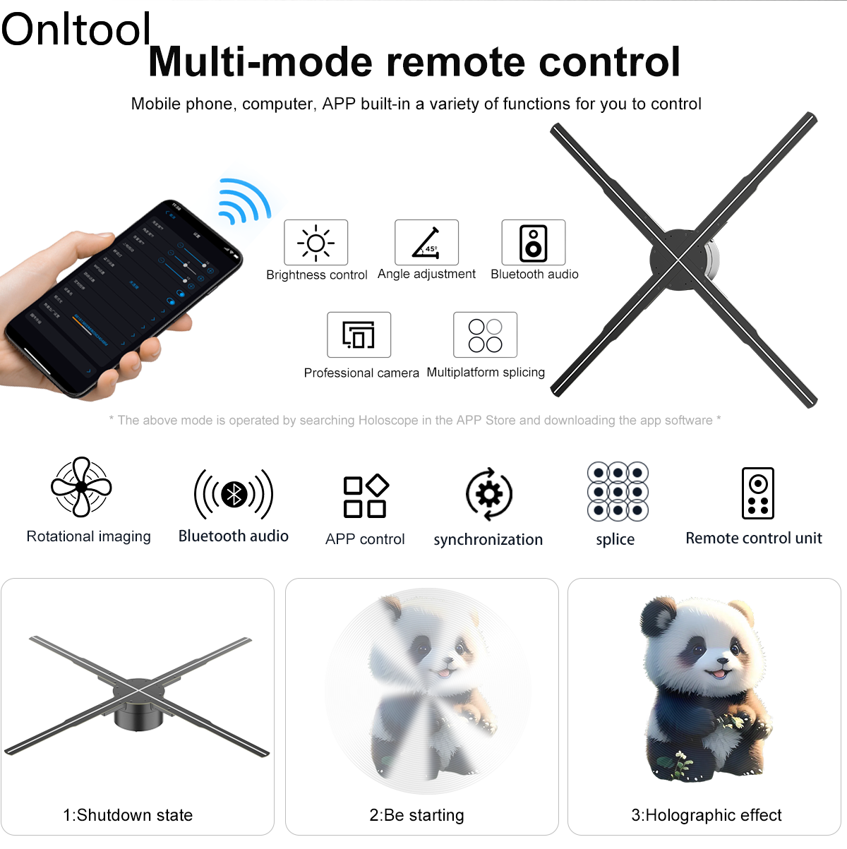 3D Hologram Projector Fan Wifi Display Advertising Logo Light Led Sign Holographic Lamp Three-Dimensional Projectors Lamp