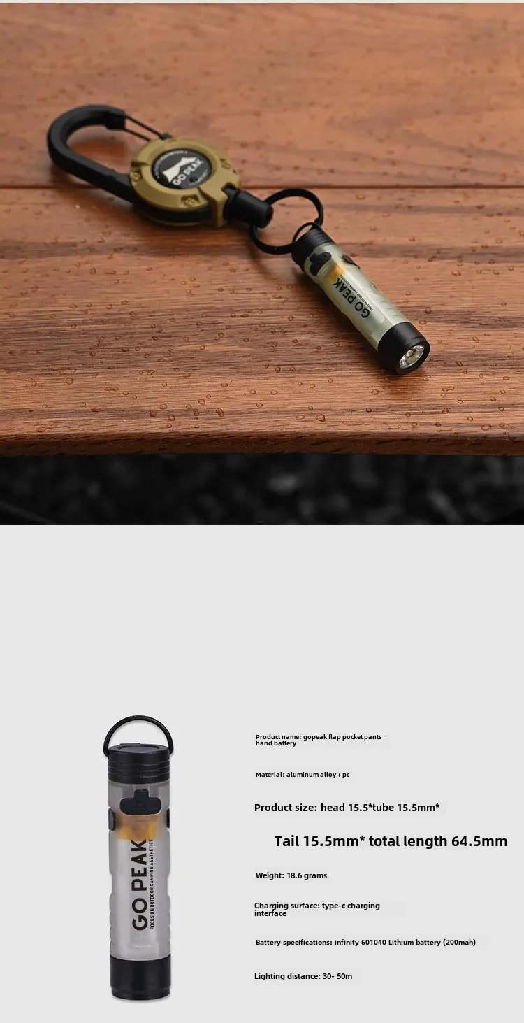 Gopeak Pocket Mini-zaklamp Outdoor Key Clip Cap Ambient Led Lang uithoudingsvermogen Ramphulp Noodgeval 5050 Klein licht