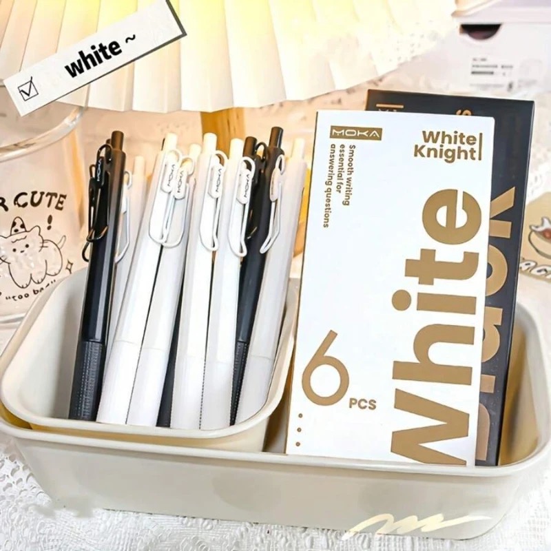 6 Pcs Creative Press Neutral Pen Signature Pen Black Pen Student Supplies Quick Drying Pen Stationery