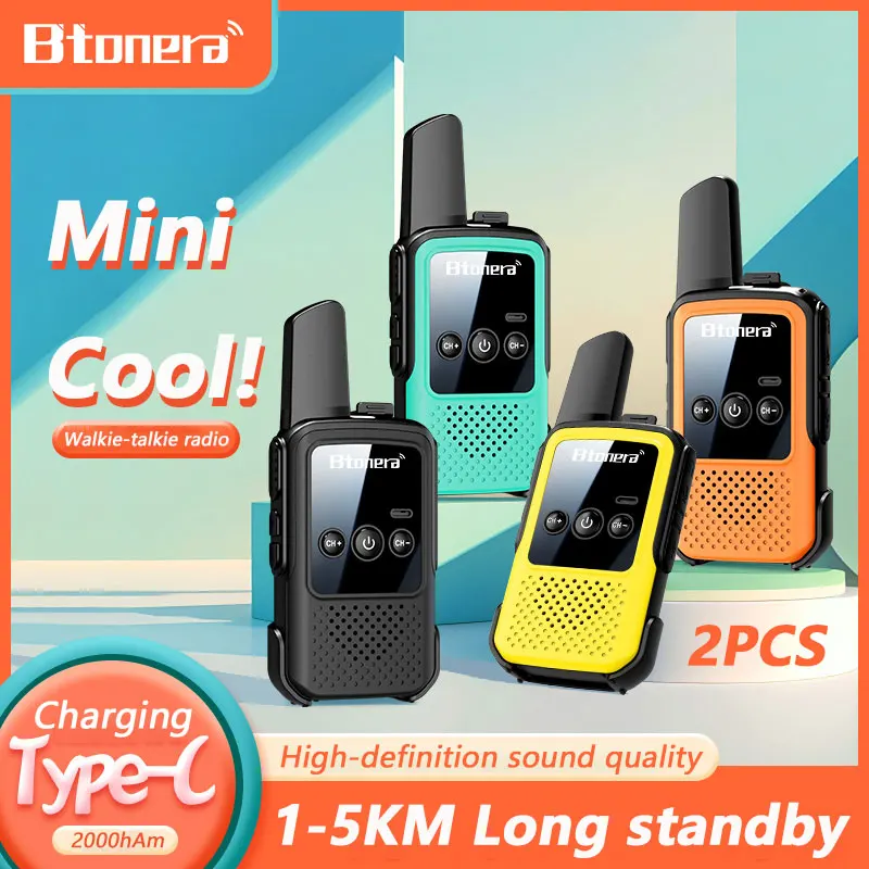 BTONERA BT300 MiniWalkie Talkie Radio bidireccional 2 uds Walkie-talkie para niños Radio de comunicación PMR/FRS portátil para juguetes de Camping