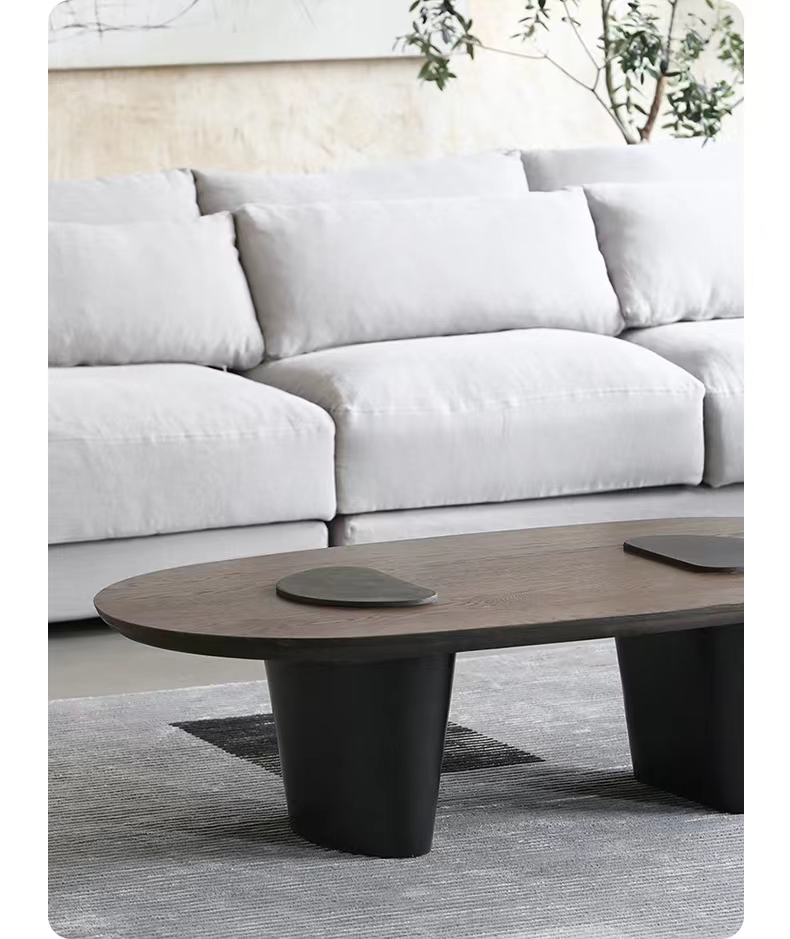 Muebles de estilo europeo de roble natural, mesa de sala de estar de madera, mesa final geométrica, mesa de centro minimalista