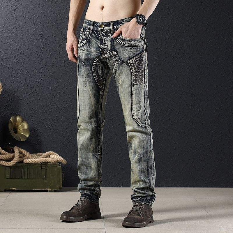 Herren-Cowboy-Hose, Stretch, Hip-Hop, koreanische Jeans für Herren, modisch, Baggy, gerade, Original-Hose, neu, lässig, niedriger Bund, gewaschen, XL