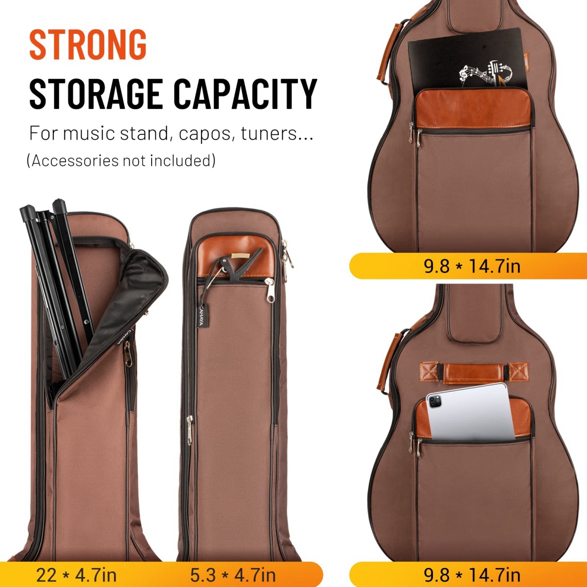 Borsa per chitarra acustica Miwayer, borsa da 41 pollici, impermeabile, spessa, Oxford, nylon, doppie cinghie, custodia per chitarra imbottita in cotone