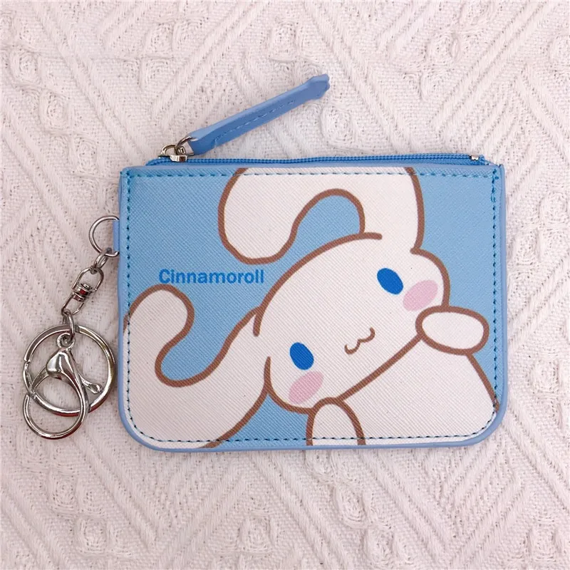 Sanrio Kurumi สุนัขพุดดิ้งสุนัขสีขาวตัวเล็ก สุนัข Gemini Star Long Eared Rabbit Leather Card Set Wallet with Keychain Pendant
