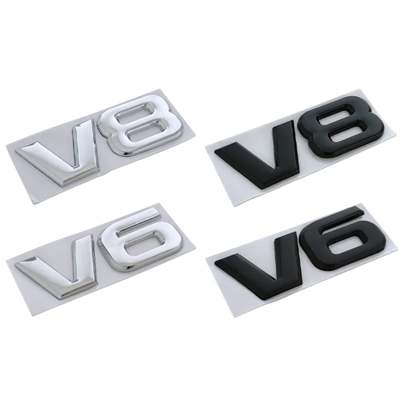 3d Chrom Schwarz Logo V6 V8 Emblem Aufkleber Für Toyota Camry Highlander Land Cruiser Fender Stamm V8 V6 Abzeichen Aufkleber Zubehör