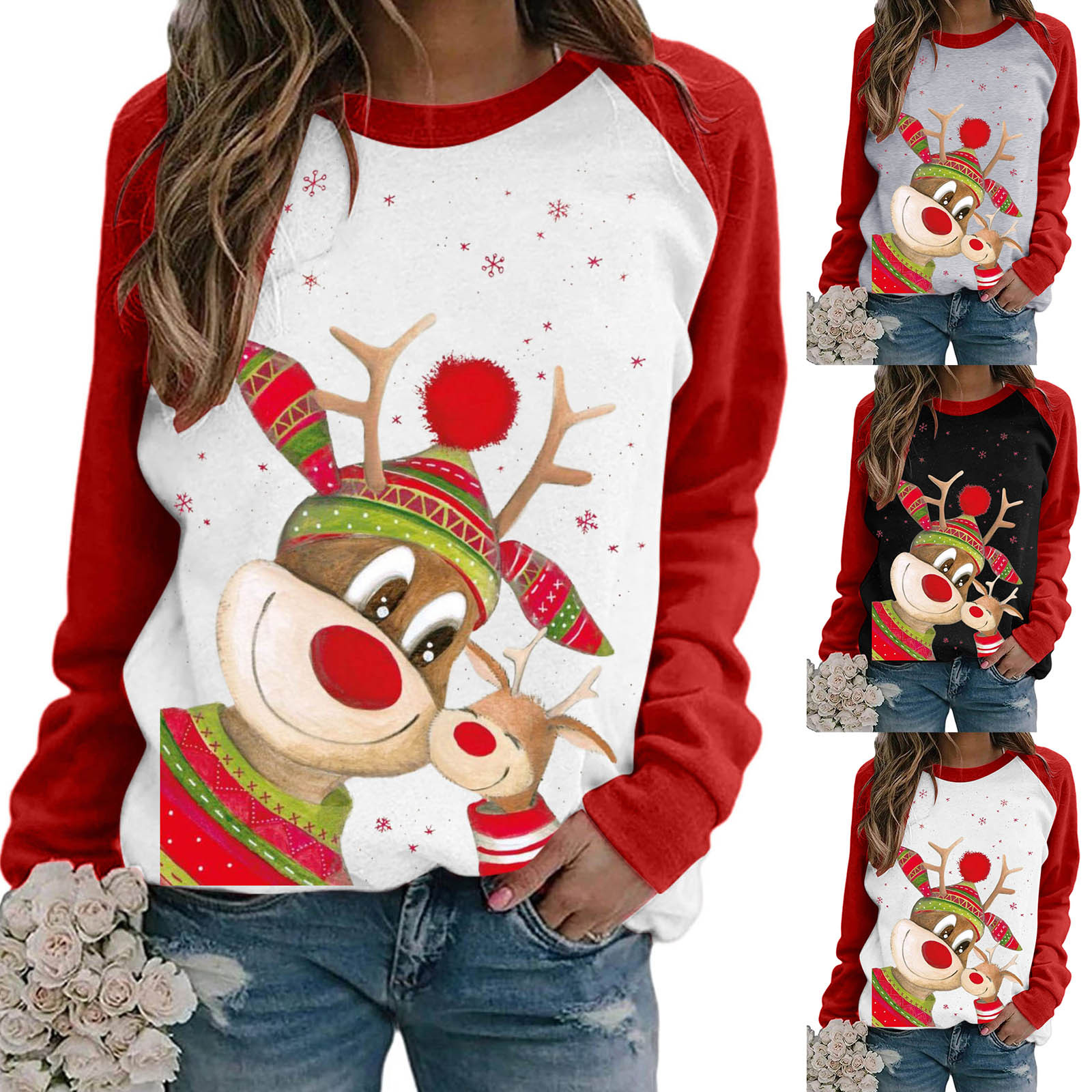 Natal Kartun Wanita Sweater Musim Dingin Lengan Panjang Wanita S Homesuit Wanita S Fashion Tarik Femme