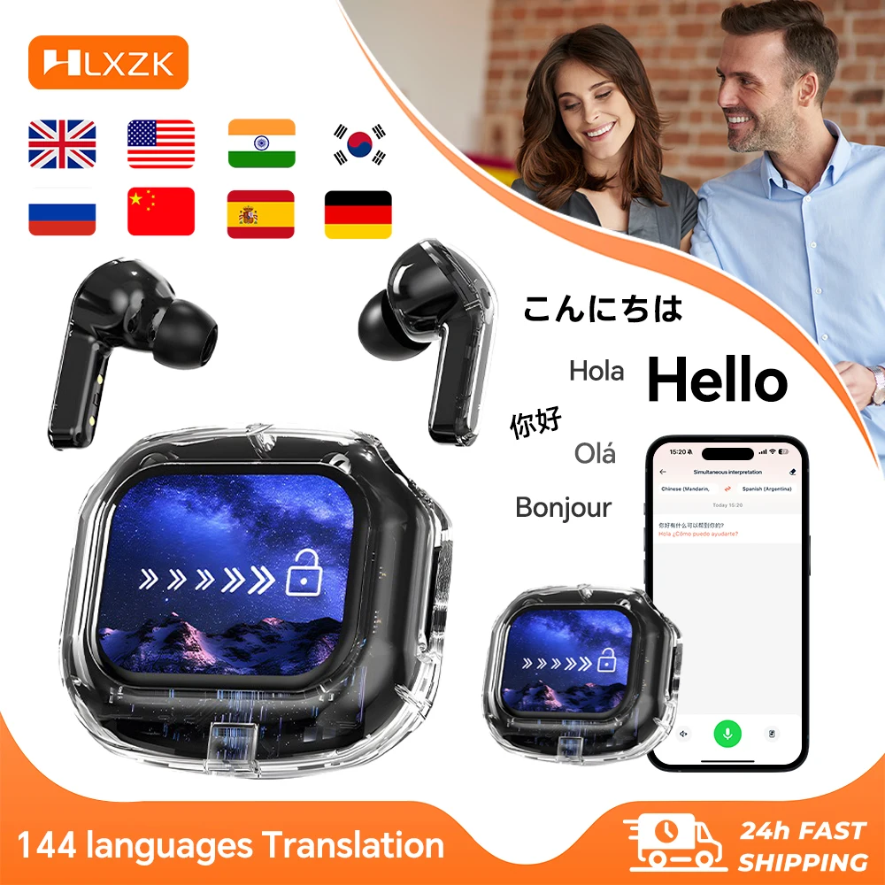 Auriculares de traducción con pantalla táctil multifunción, auriculares inalámbricos inteligentes con Bluetooth, auriculares de negocios de calidad de Audio HiFi