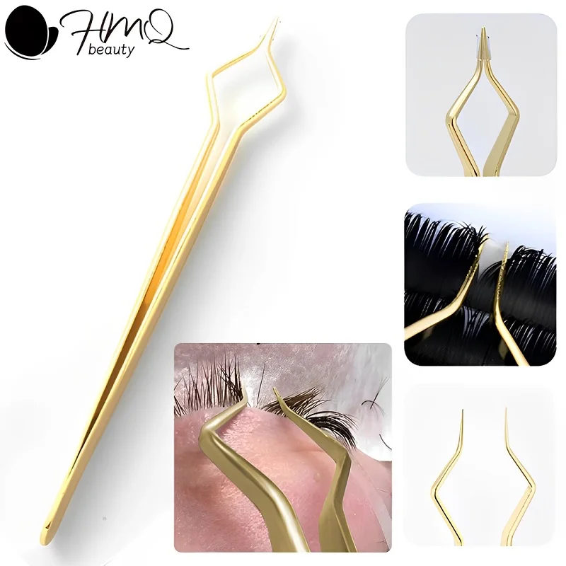 Nuevas pinzas de extensión de pestañas, pinzas rectas de punta curva de acero inoxidable antideslizantes, herramientas de belleza de maquillaje para decoración de uñas de alta precisión