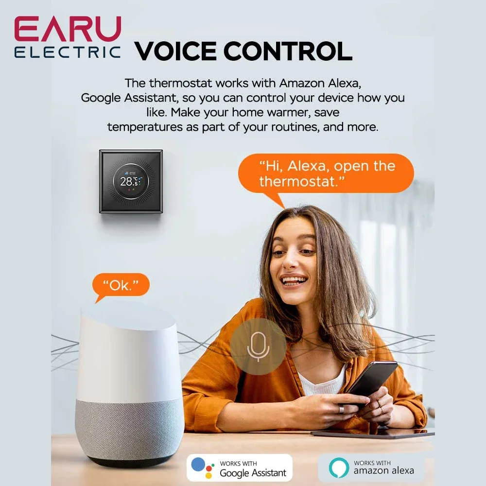TUYA WiFi สมาร์ทลูกบิดเทอร์โมเครื่องทําความร้อนชั้นน้ําหม้อต้มแก๊ส Home Room Programmable หม้อต้มแก๊สน้ําสําหรับ Alexa Google Home