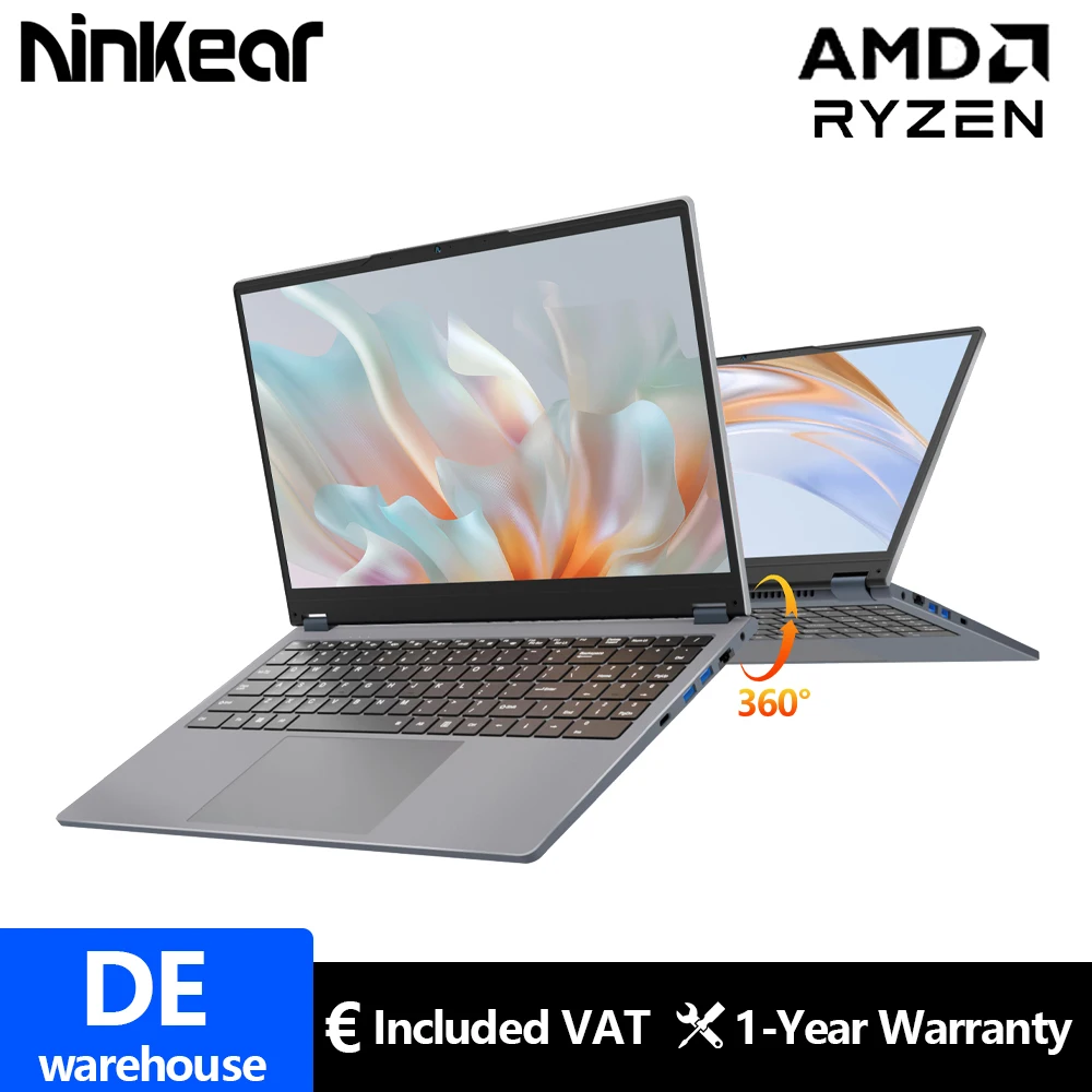 Ninkear YBOOK15 Laptop 2 in 1 AMD Ryzen ™   3 3200U 15,6' 360 °   flip FHD IPS Touchscreen 16G+512GB SSD Tastiera retroilluminata Windows 11