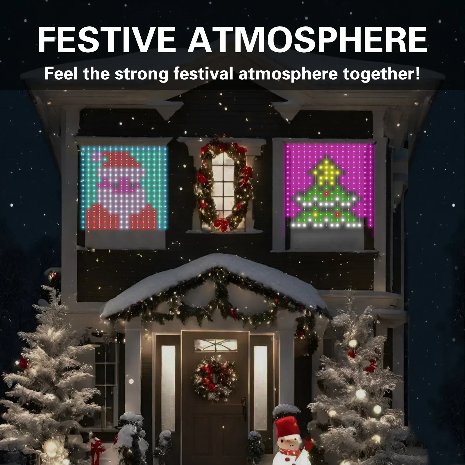 Cortina de luz LED inteligente con Bluetooth, guirnalda de luces RGB para decoración de dormitorio, fiesta de Navidad, 256