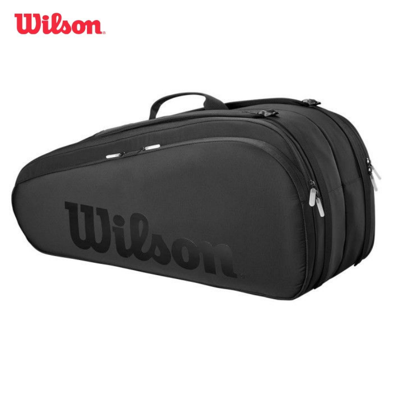 Wilson Noir Tour 9-Pack กระเป๋าไม้เทนนิสมัลติฟังก์ชั่ขนาดใหญ่ความจุอาชีพเทนนิสกีฬากระเป๋าเป้สะพายหลังทีม Court Racquets กระเป๋า