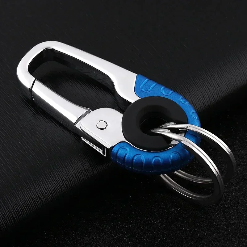 Gancio portachiavi da uomo Fibbia in acciaio inossidabile Moschettone da esterno Strumento da arrampicata Doppio anello Portachiavi da pesca per auto Accessorio per auto Amagi
