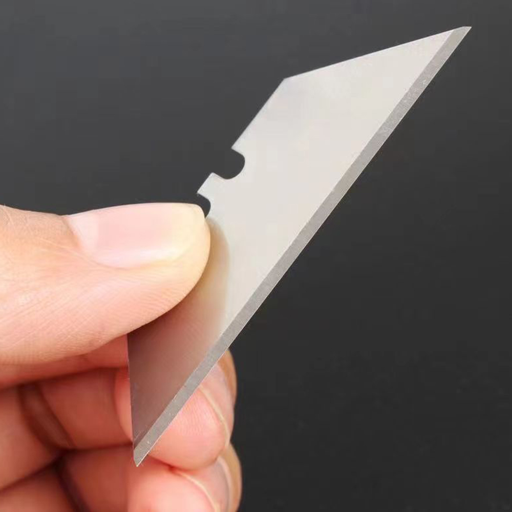 10 uds/1 caja de cuchillas especiales Material de acero cuchillo de utilidad cuchillas trapezoidales reemplazo DIY arte herramienta de corte hoja nueva