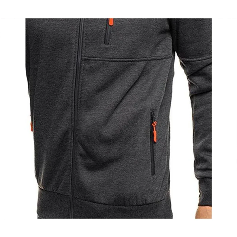 Jaqueta com capuz masculina de cor sólida casual com capuz de manga comprida com zíper moletom esportivo para academia primavera outono