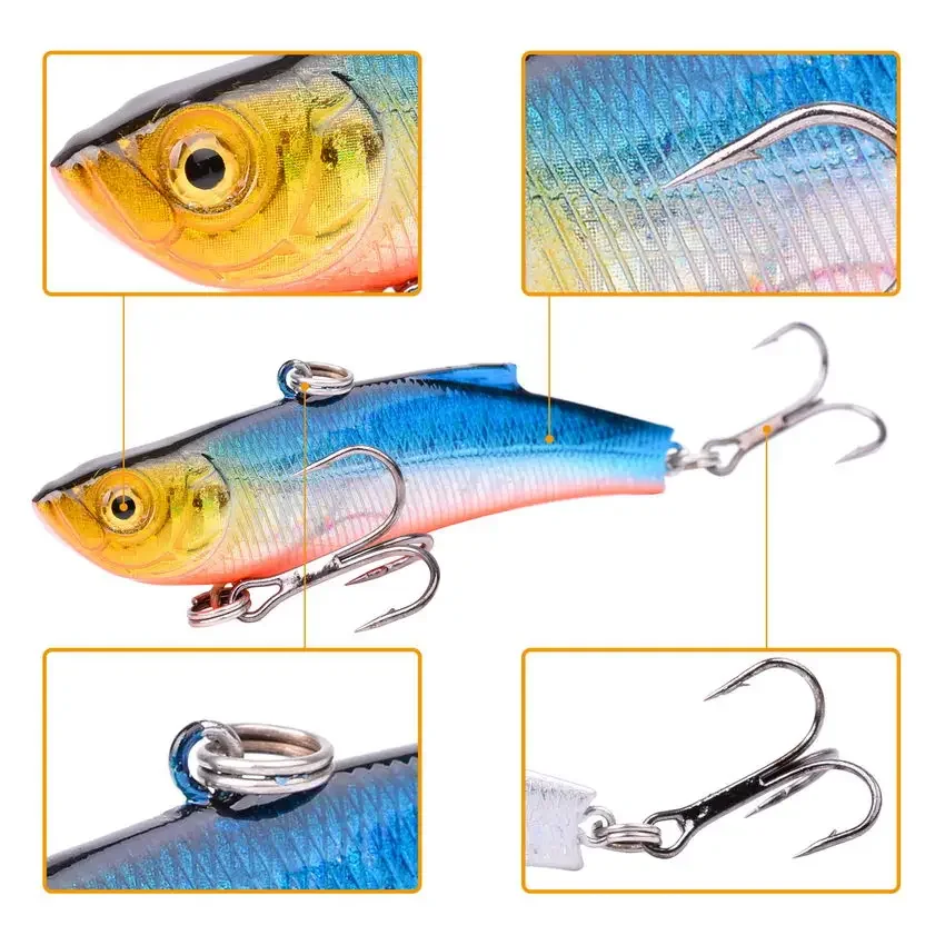 Aorace 1 Mùa Đông Băng Dụ 7Cm/18G Chìm Cau Nhân Tạo Rattlin Rung VIB Mồi crankbait Treble Móc Câu