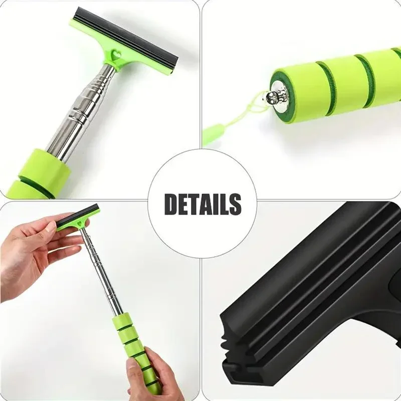 ที่ปัดน้ําฝนกระจกมองหลังรถยนต์ Telescopic Handle ที่ปัดน้ําฝนกระจกมองหลังรถยนต์สแตนเลสทนทานเครื่องมือทําความสะอาดกระจกรถยนต์แปรงทําความสะอาด
