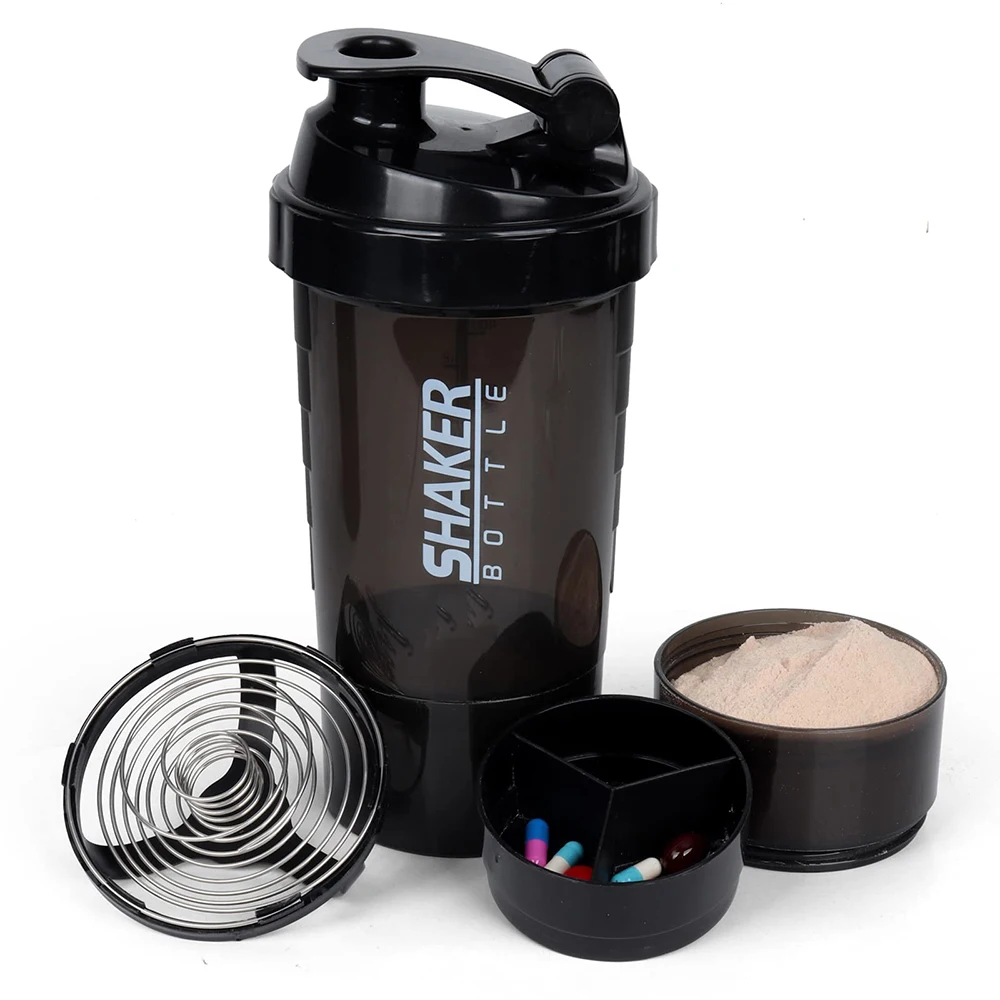 3 warstwy shaker butelka proteinowa puder shake cuke butelka na wodę plastikowa miksująca butelka do ćwiczeń budujących ciało