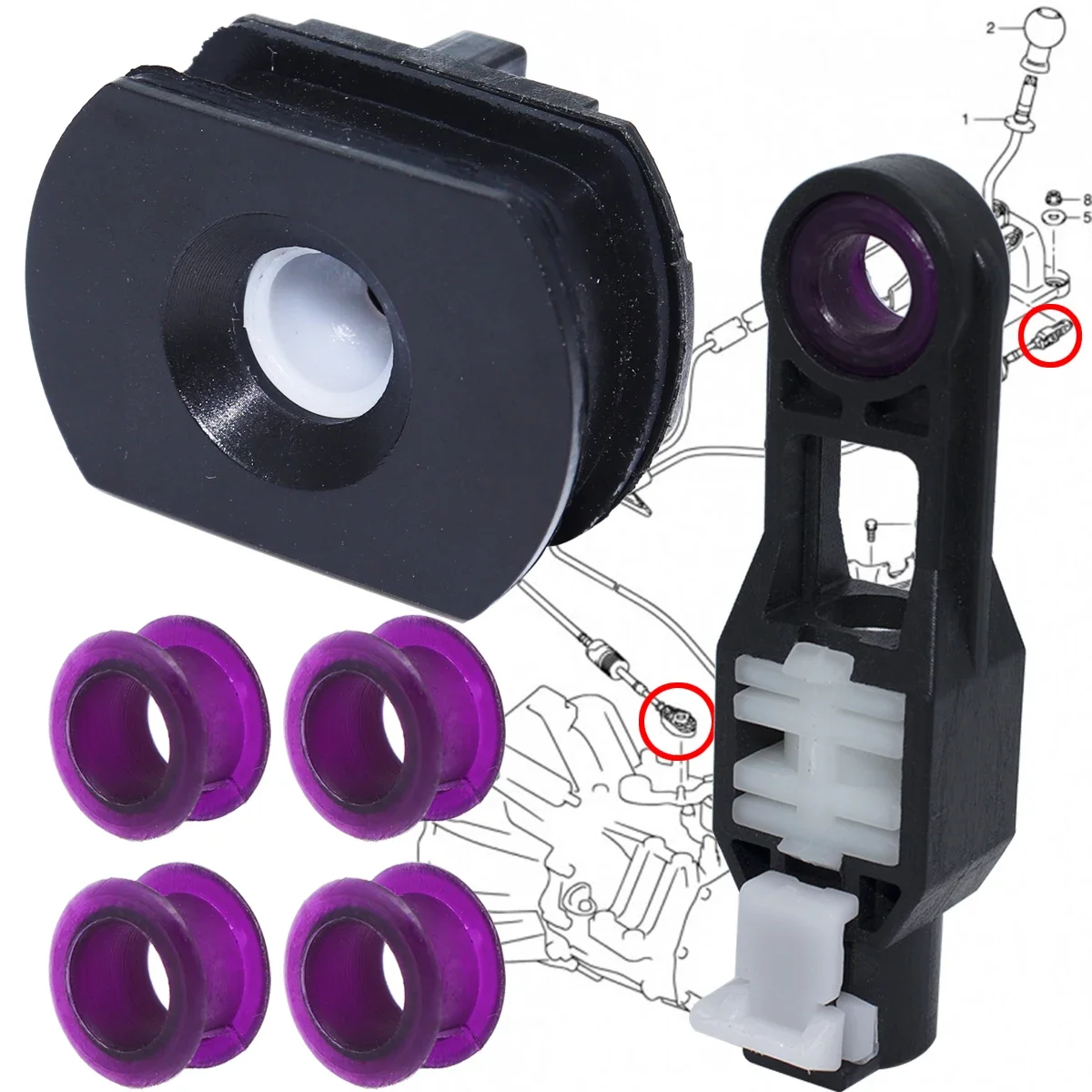 Kit de reparación de buje de Cable de cambio de marchas para Suzuki SX4 Swift Sport, adaptador de conector de conexión final de palanca, Selector, Clip de manga de ojal