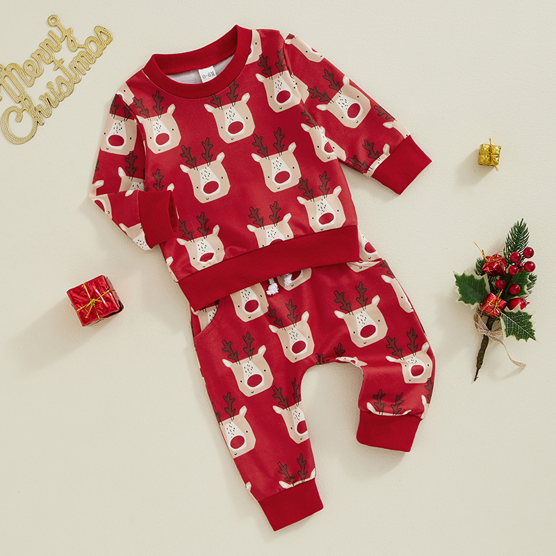 Lioraitiin-conjunto navideño para bebé, sudadera de manga larga con cuello redondo y cintura elástica, pantalones de chándal con estampado de alce de dibujos animados, 2024, 07-13