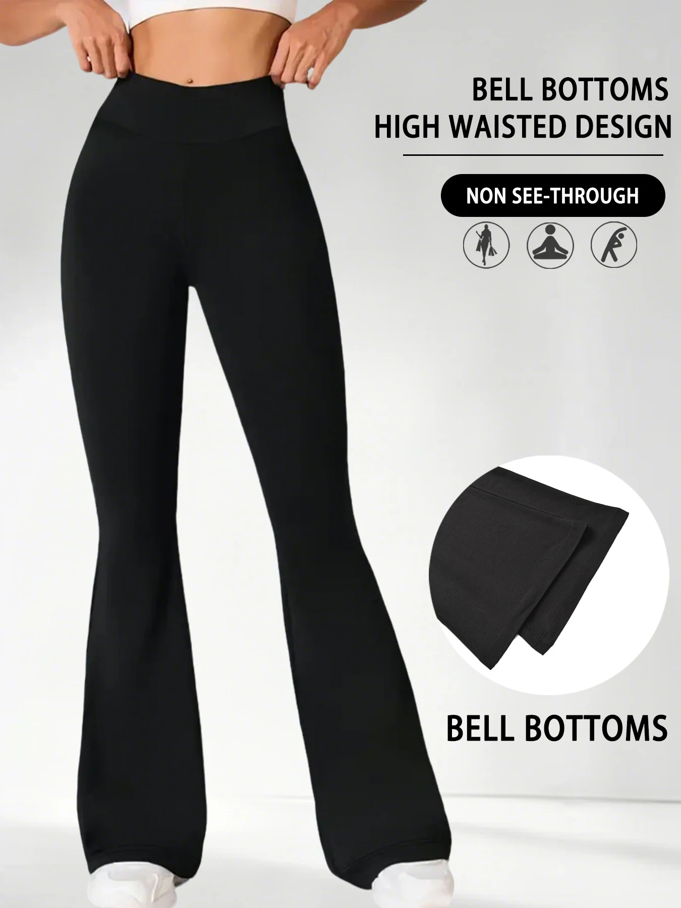 Women's Super Soft Flare Pants High Waisted Tummy Control Workout Yoga Leggings Bell Bottoms