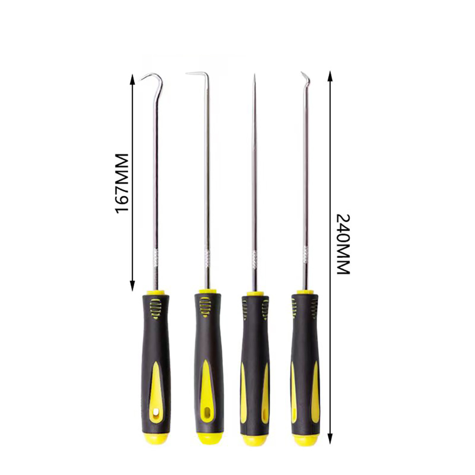 Conjunto de picareta e gancho para vedação de óleo de carro, 4 unidades, vedação de anel o, extrator de gancho, removedor de pedra de pneu, limpeza, ferramentas de manutenção automática