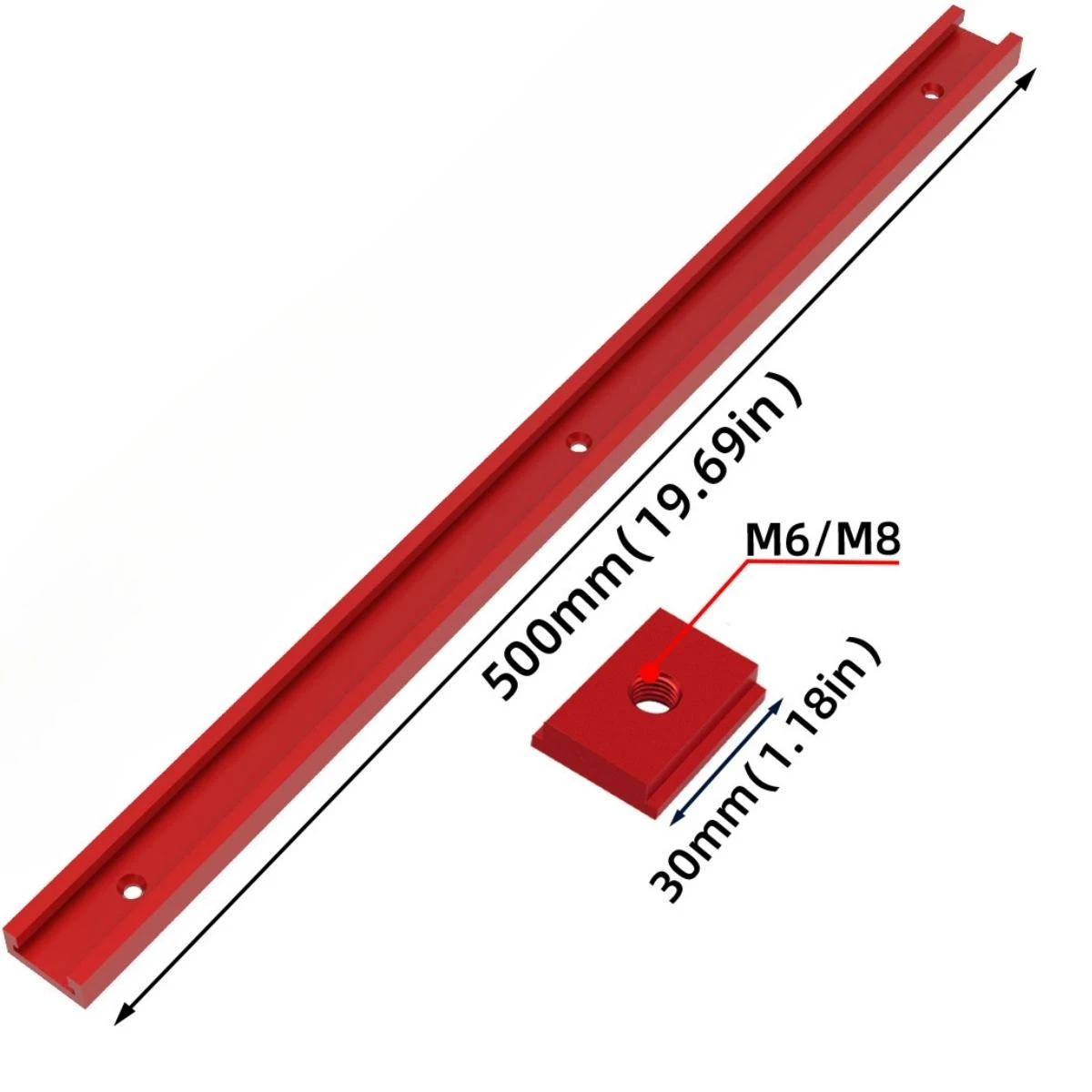 500 มม.อลูมิเนียม T30 Track และ T-Slider T Slot Miter Track Jig - Miter Gauge Guide Chute สําหรับ Workbench/เลื่อย Router ตาราง DIY เครื่องมือ