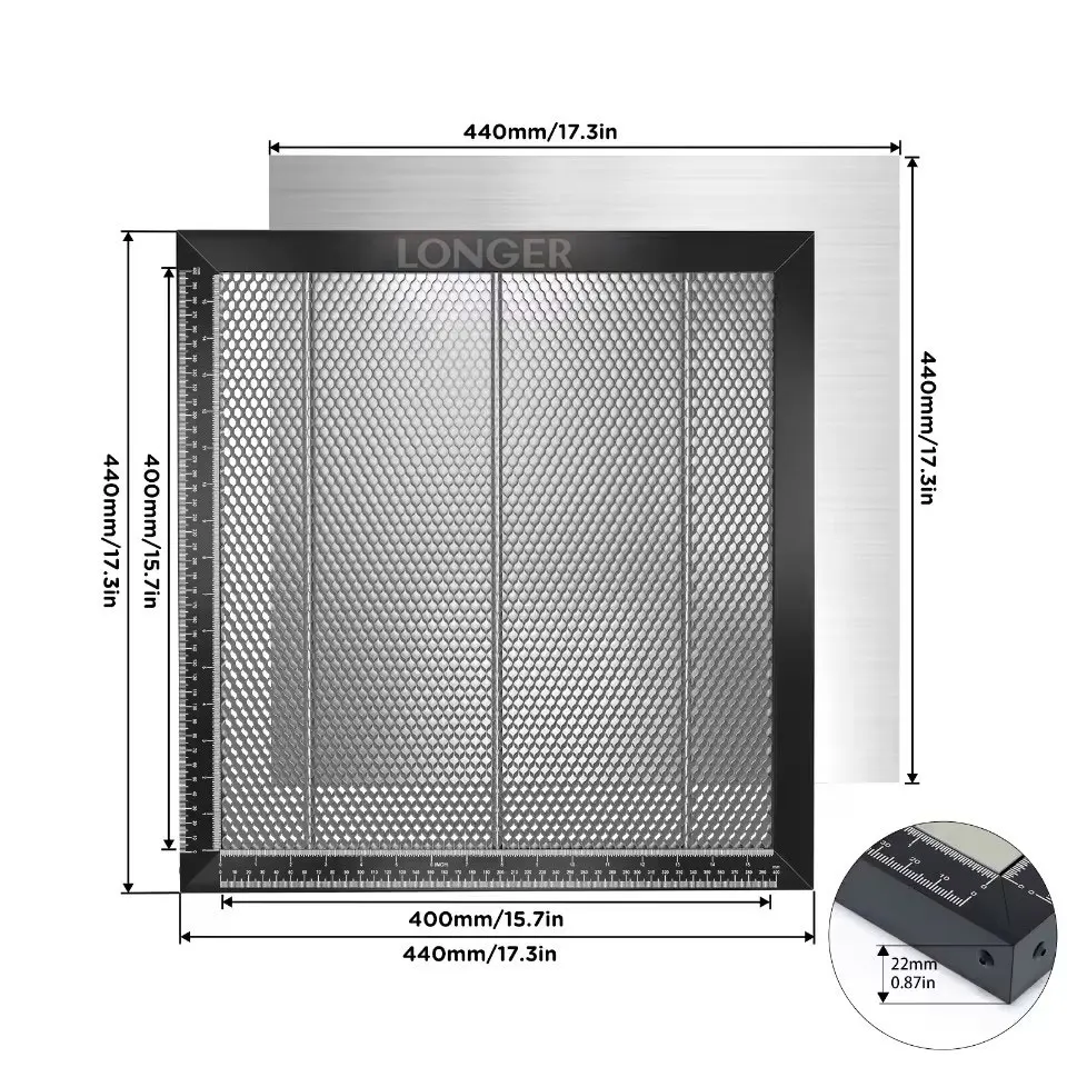 LONGER Honeycomb 440*440*22mm Working Table Honeycomb Laser lazer Bed Aluminum Mesh Panel for Laser Engraver Engraving Machine