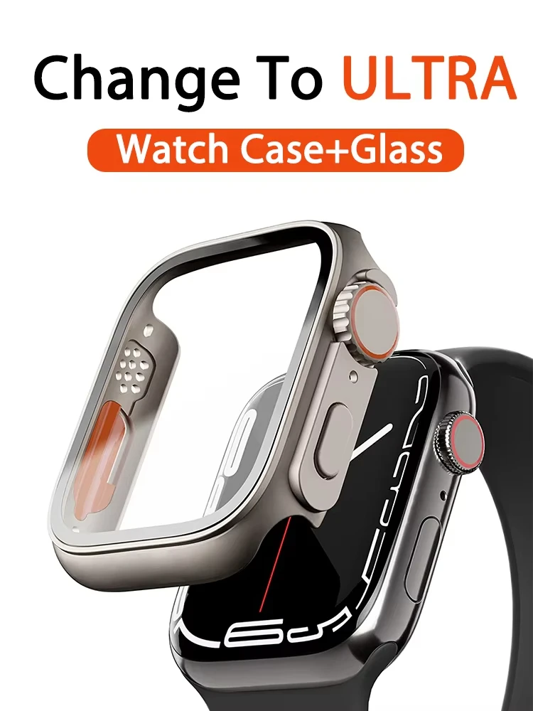 Vidrio + funda para Apple Watch S10 42mm 46mm cubierta protectora de pantalla cambio a Ultra funda de parachoques para iWatch Series 10 46mm 42mm