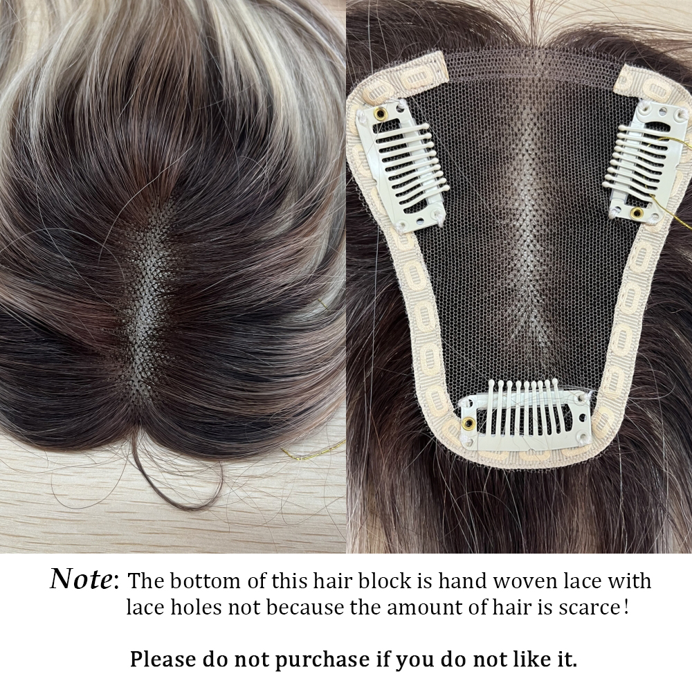 Cheveux Toppers partie centrale femmes cheveux humains Topper avec Base en dentelle pince dans les Extensions de cheveux Blonde Balayage brun postiches humaines