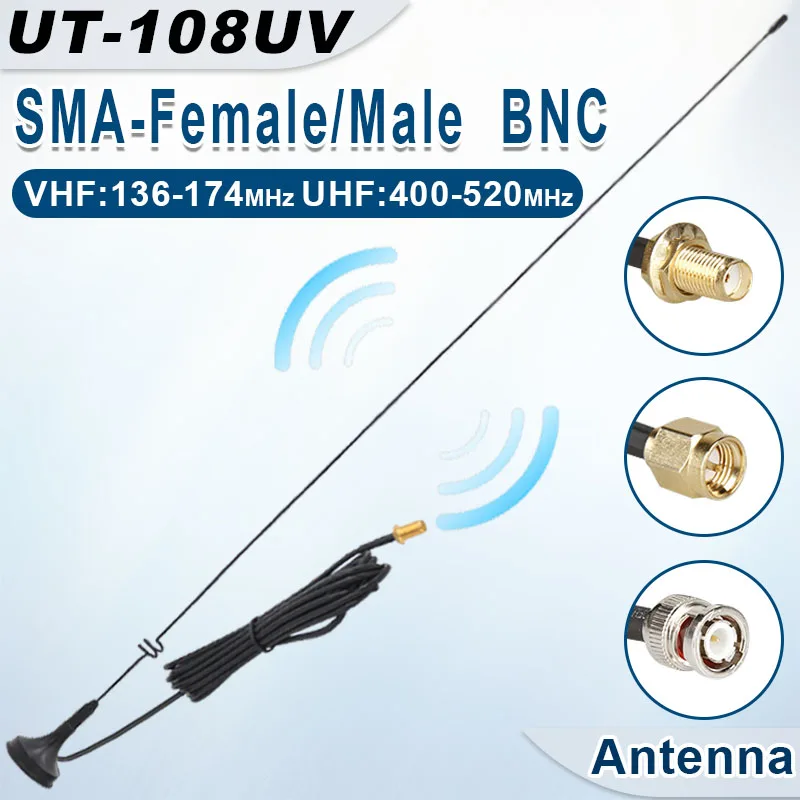 UT-108UV Antena samochodowa Walkie Talkie Magnetyczna SMA-F Dwuzakresowa UHF VHF do Baofeng UV-5R TYT WOUXUN Quansheng UV-K5 8 Radio dwukierunkowe