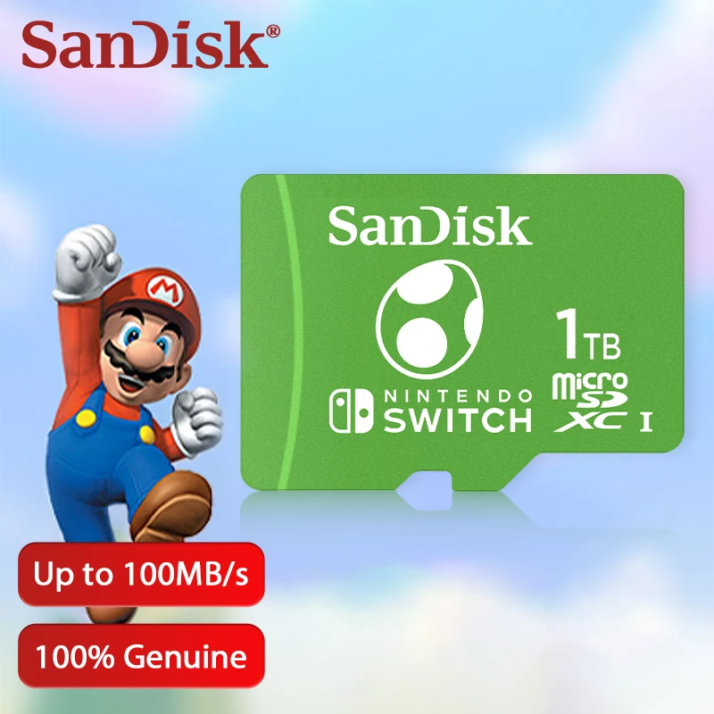 Карта памяти SanDisk Micro sd 64 ГБ microSDXC для игрового хранения Nintendo Switch 128 ГБ 256 ГБ до 100 МБ/с 512 ГБ, карта памяти с переключателем