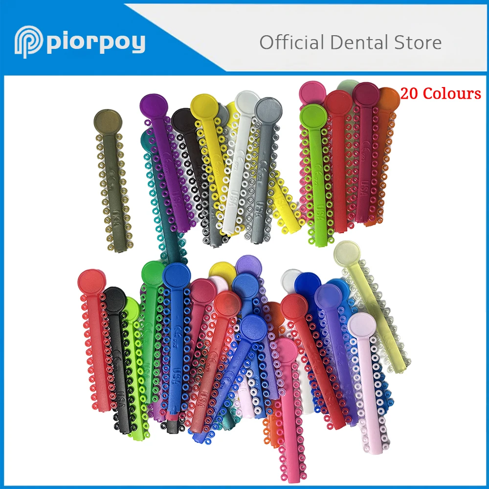 PIORPOY 40 sztyftów Dental ortodontyczne elastyczne podwiązki kolorowe opaski do wsporników stomatologicznych szelki materiał do leczenia ortodontycznego