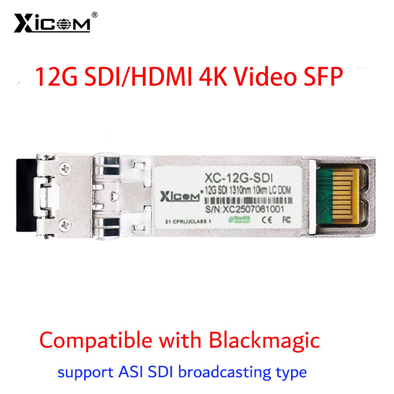 Оптоволоконный модуль Xicom SFP+, 12G SDI/HDMI, 4K, видеопередатчик SFP, поддержка трансляции ASl, совместимый с Blackmagic