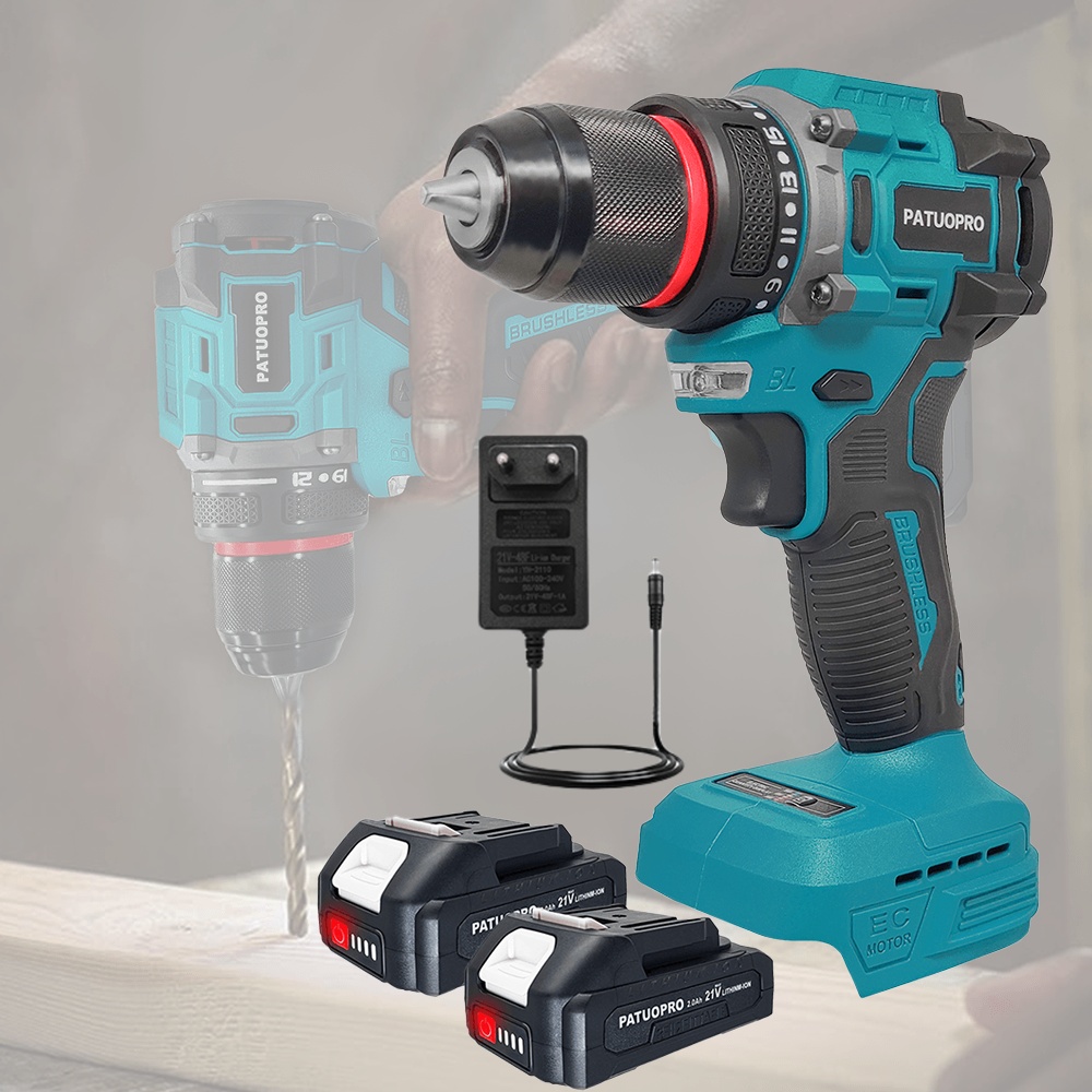 Taladro eléctrico inalámbrico sin escobillas de 10mm, destornillador recargable de 2 velocidades, herramientas eléctricas de mano para batería Makita de 18V