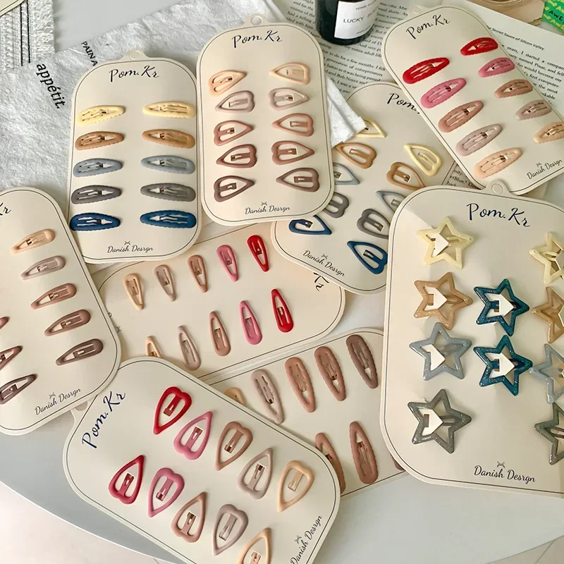 Nuevo 10 Uds. Pinzas para el cabello de estrella coloridas para niñas, Clip BB a presión de Metal brillante, tocado con horquillas, accesorios para el cabello para niños