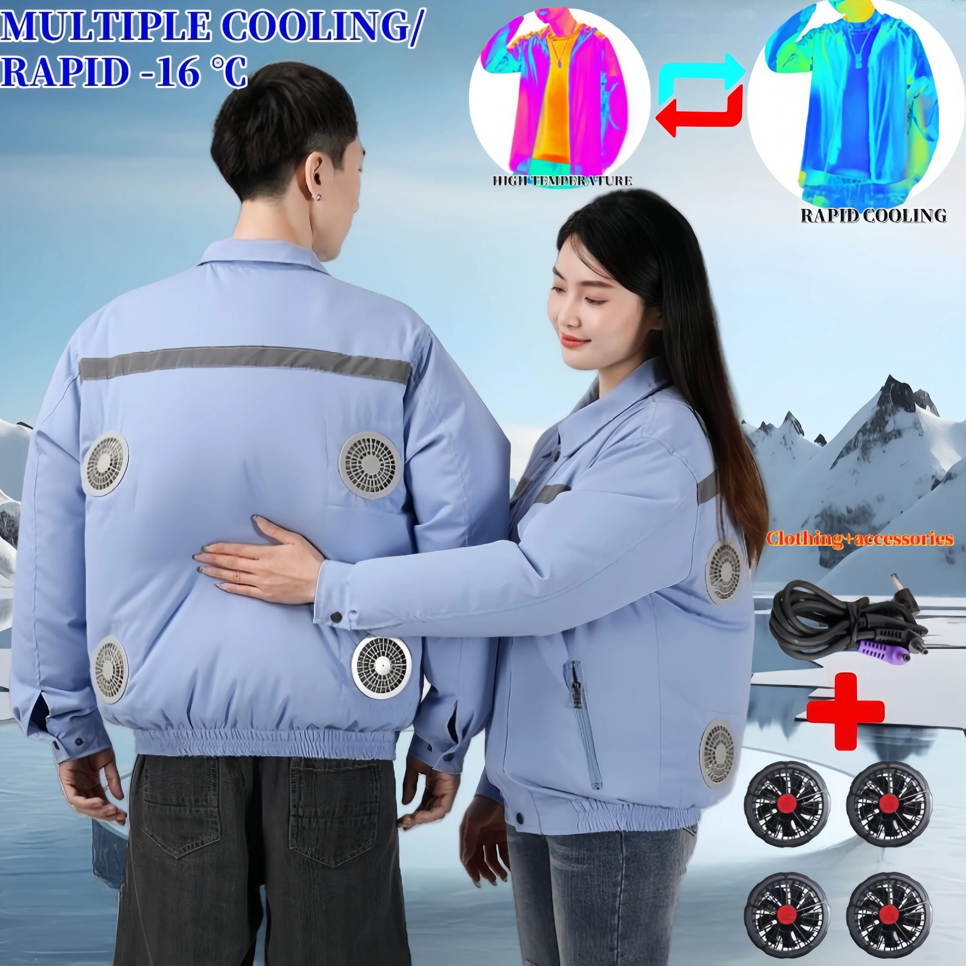 Neue Smart 4-Fan-Jacke, Sommer-Eisjacke, Outdoor-Kühlung, Klimaanlage, Kleidung, Männer, Jagd, Kühlung, Tarnung, Arbeitsmantel